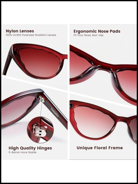 Retro Cat Eye Sunglasses UV400 Protection Polarized Gradient Petal Frame Women main image 5